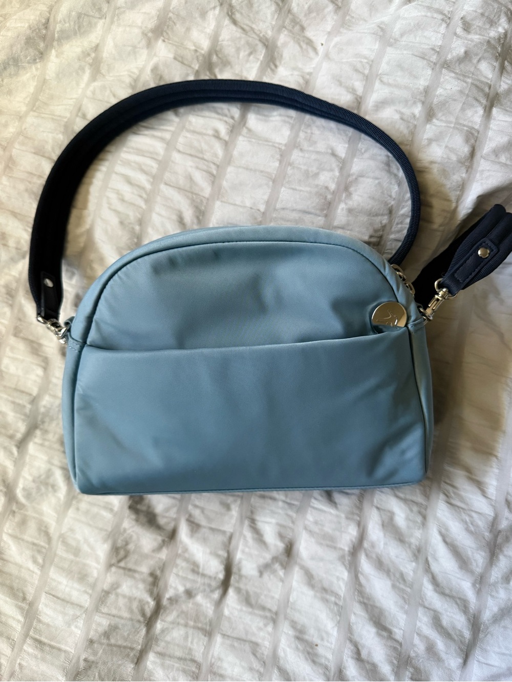 Lo & Sons Nouvelle crossbody - blue with navy strap and silver hardware